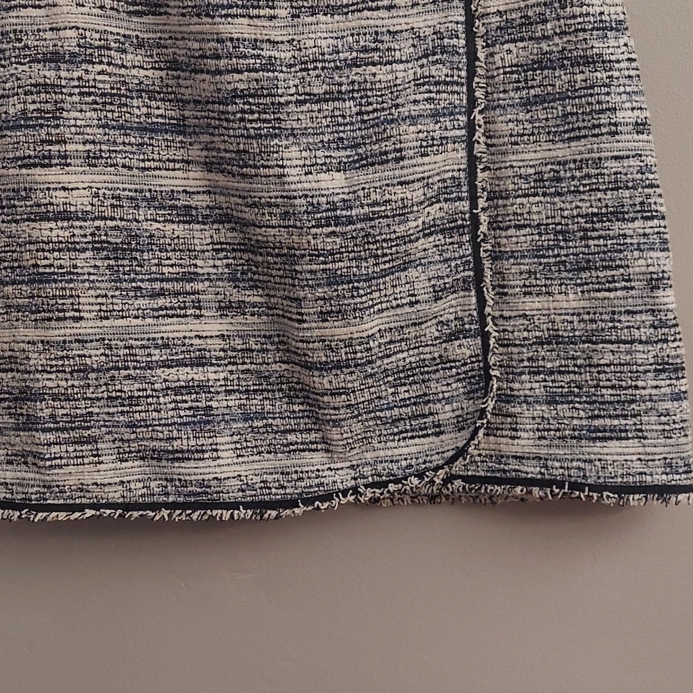 MAX STUDIO Chic Navy/White Tweed Mini Faux Wrap Skirt - Picture 6 of 12
